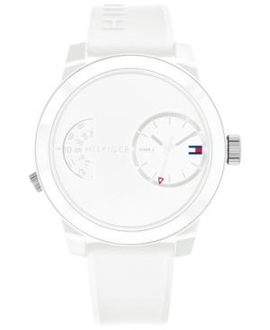 Tommy Hilfiger Herenhorlogemet witte siliconen band, 44 mm