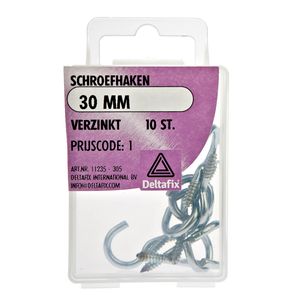 Deltafix Schroefhaken - 10x - verzinkt metaal - 30 mm - ijzerwaren