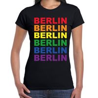 Regenboog Berlin gay pride zwart t-shirt voor dames - thumbnail