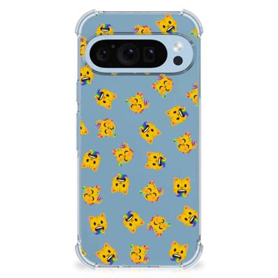 Doorzichtige Silicone Hoesje voor Google Pixel 9 | 9 Pro Katten Emojis