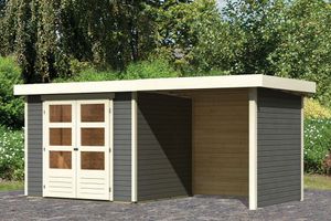 Woodfeeling | Tuinhuis Askola 3 met Overkapping 2,4, Zij- en Achterwand | Terragrijs