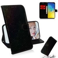 Voor Galaxy S10e effen kleur kleurrijke magnetische Buckle horizontale Flip PU lederen draagtas met houder & kaartsleuven & portemonnee & Lanyard (zwa