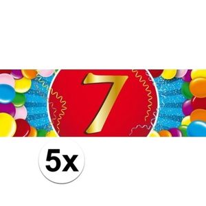 5x 7 Jaar leeftijd stickers verjaardag versiering   -