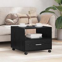 Salontafel met lade Zwart Eiken 55 x 55 x 45cm Bewerkt hout