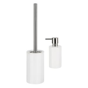 Badkamer accessoires set - WC-borstel/zeeppompje - porselein - ivoor wit