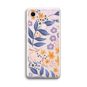 Flowers with blue leaves: Google Pixel 3 Transparant Hoesje