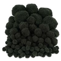 Pompons - 100x - zwart - 10-45 mm - hobby/knutsel materialen