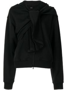 Goen.J hoodie zippé à détail noué - Noir