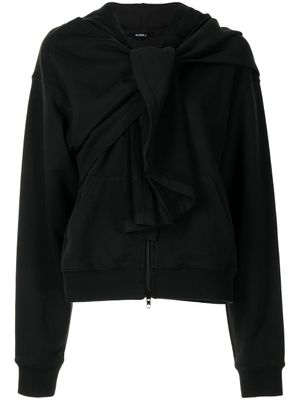 Goen.J hoodie zippé à détail noué - Noir
