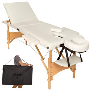 tectake® - Mobiele massagetafel - 3 zones - 5 cm dik - incl. zwarte draagtas - beige - 401465