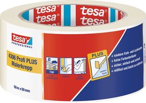 Tesa Afplakband | licht gecrêpt | lichtbeige | lengte 50 m | breedte 50 mm | wiel | 6 stuks - 04306-00046-02 04306-00046-02