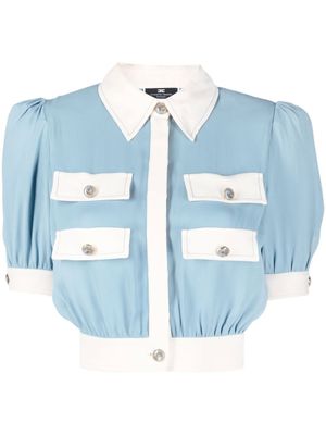 Elisabetta Franchi chemise crop à boutonnière - Bleu