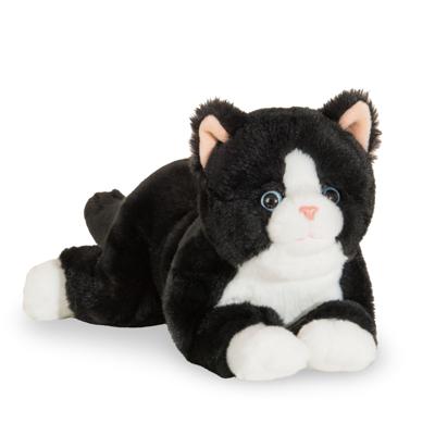 Hermann Teddy Knuffeldier kat/poes - pluche - 30 cm - zwart/wit