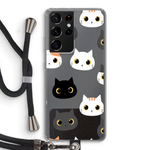 Katten: Samsung Galaxy S21 Ultra Transparant Hoesje met koord