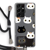 Katten: Samsung Galaxy S21 Ultra Transparant Hoesje met koord