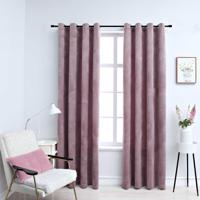 VidaXL Gordijnen verduisterend met ringen 2 st 140x225 cm fluweel roze