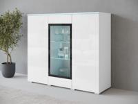 Hoge commode VITTORIO 3 deuren wit/hoogglans wit met led