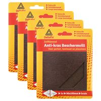 Anti-krasvilt - 4x knipvel - bruin - 90 x 100 mm - rechthoek - zelfklevend - meubel beschermvilt