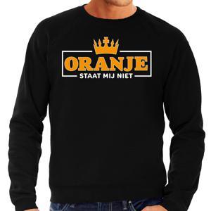 Bellatio Decorations Koningsdag sweater heren - oranje staat mij niet - zwart - oranje feestkleding 2XL  -