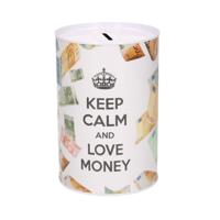 Concorde spaarpot blik euro biljetten - keep calm - 10 x 15 cm - Spaarpotten - thumbnail