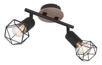 Globo PlafondlampXara I zwart met hout - 54802S-2H