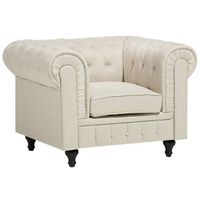 Beliani CHESTERFIELD - Fauteuil-Beige-Polyester - thumbnail