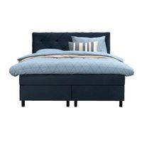 Boxspring Liv geruit - blauw - 140x200 cm - ronde poot - Leen Bakker - thumbnail