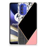 Motorola Moto G51 5G TPU Hoesje Zwart Roze Vormen - thumbnail