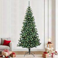 VidaXL Kunstmatig voorverlicht kerstboom groen 240 cm pvc en metaal