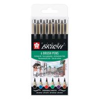Sakura pigma penseel-set etui 6 basic kleuren