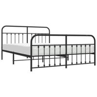 vidaXL Bedframe met hoofd- en voeteneinde metaal zwart 180x200 cm - thumbnail