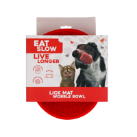 Eat Slow Live Longer Lick Mat Wobble Bowl Red - thumbnail
