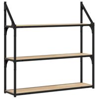 vidaXL Wandrek 3-laags 80x21x78,5 cm bewerkt hout sonoma eikenkleurig - thumbnail