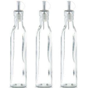 4x Glazen azijn/olie flessen met schenktuit 270 ml