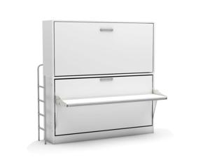 Opklap stapelbed Smart Bunk met bureau - wit