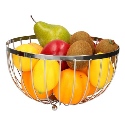 Metalen fruitmand/fruitschaal zilver rond 25 cm