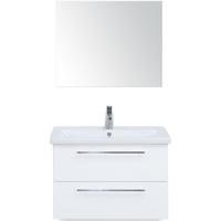 Como Badmeubelset 80 cm - Wit Hoogglans - Keramische Wastafel Wit met Spiegel