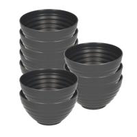 Plasticforte Soepkommen - 10x - D15 x H8 cm - zwart - kunststof - onbreekbaar - servies
