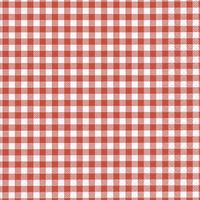 80x Tafel diner/lunch servetten 33 x 33 cm ruitjes rood/wit 3-laags - thumbnail