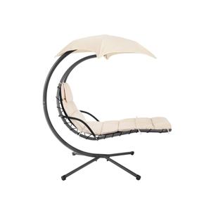 Hangligstoel met frame en parasol, beige