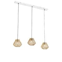 QAZQA Hanglamp bamboe met wit langwerpig 3-lichts - Canna Diamond QAZQA Hanglamp bamboe met wit langwerpig 3-lichts - Canna Diamond