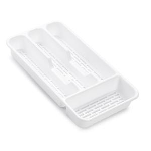 Plasticforte Bestekbak - 4-vaks - wit - 33 x 18 x 4 cm - bestekhouders