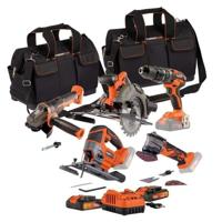 Pakket met 5 gereedschappen - DUAL POWER - 20 V - Boormachine/schroevendraaier + haakse slijper + oscillerende multitool + zagen (cirkelzaag, decoupeerzaag)