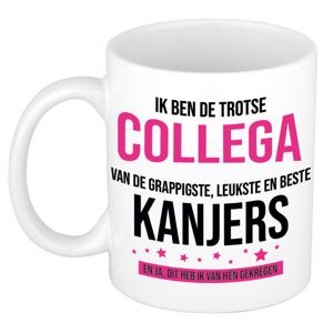 Cadeau koffie/thee mok voor collega - roze - afscheid collega - keramiek - 300 ml