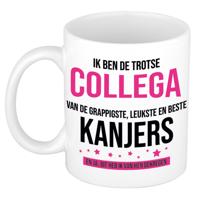 Cadeau koffie/thee mok voor collega - roze - afscheid collega - keramiek - 300 ml