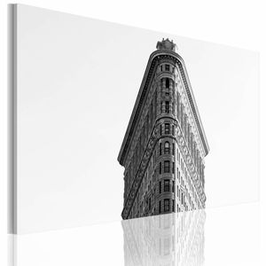 Schilderij -  New York City - Flatiron Building, zwart-wit, wanddecoratie