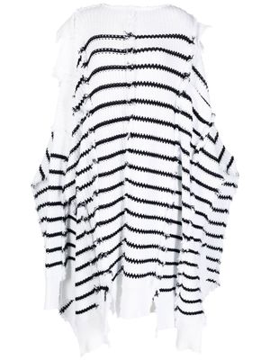 Marni cape en maille à rayures - Blanc