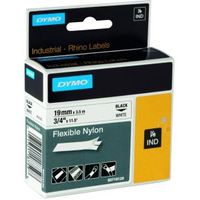Dymo Rhino Band IND. Nylon 19 mm x 3.5 m zwart op wit