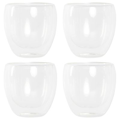 Koffieglazen/theeglazen dubbelwandig - set 4x - cappuccino glazen - 250 ml