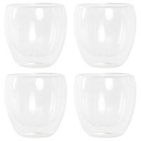 Koffieglazen/theeglazen dubbelwandig - set 4x - cappuccino glazen - 250 ml